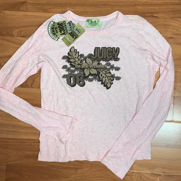 JUICY COUTURE★Colorful embroidery T-shirt JC196 Juicy Couture Vintage Tee Shirt Top Pink Rhinestone Logo